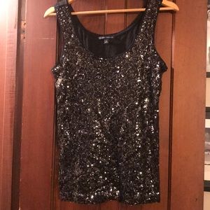 Banana republic black sequin tank